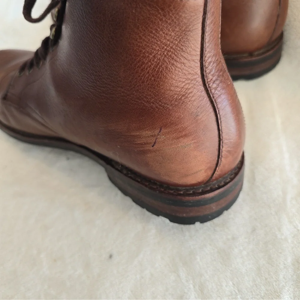 J Crew Kenton Plain-toe Boot Leather Vibram Sole Brown Men's Size 10